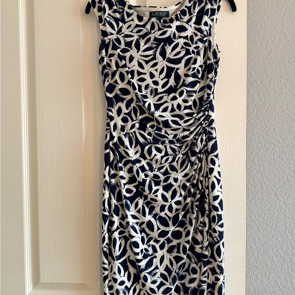 Lauren Ralph Lauren Navy and Cream Midi Dress